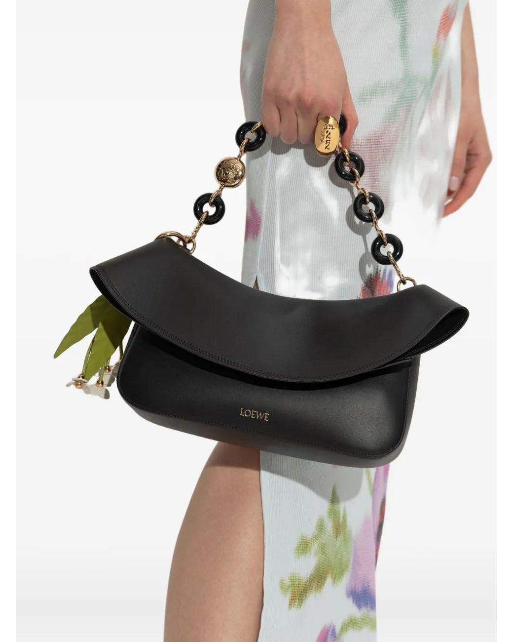 Loewe Black Leather Shoulder Bag
