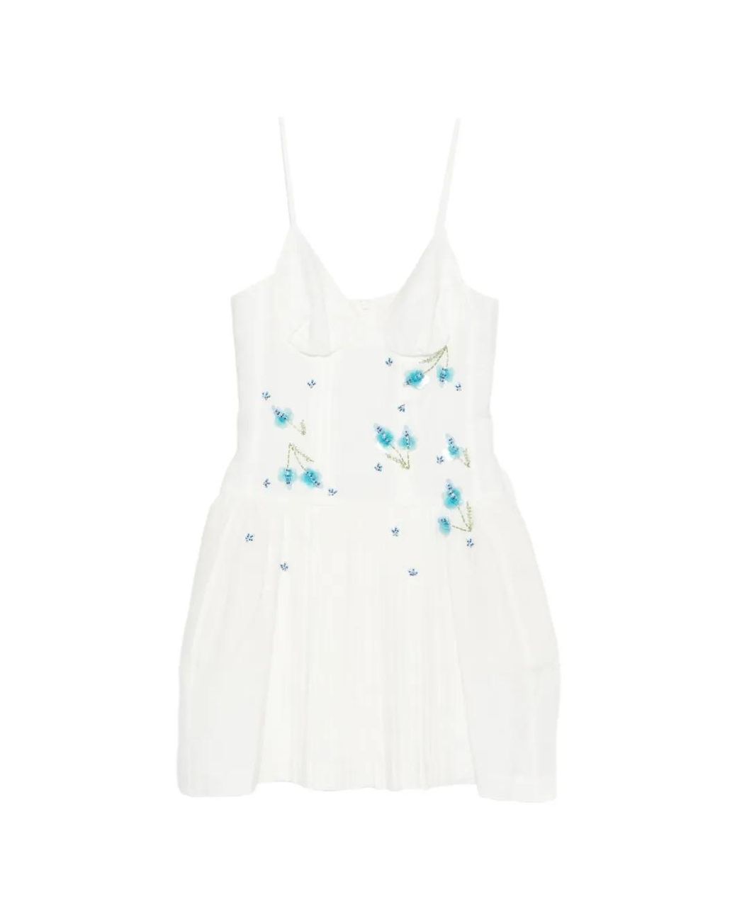 ShuShu/Tong White Floral Pleated Mini Dress