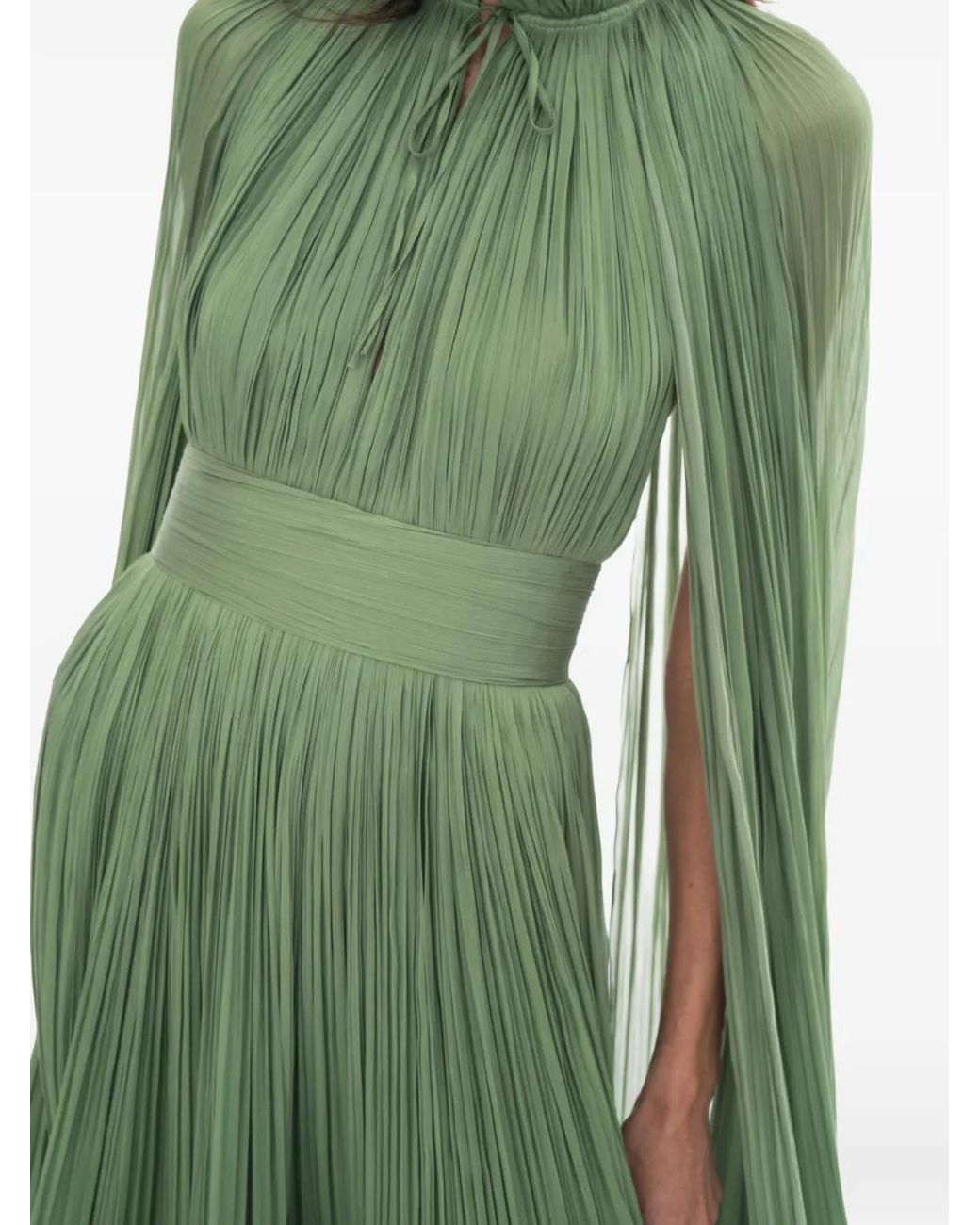 Ana Radu Green Cape-Detailed Maxi Dress