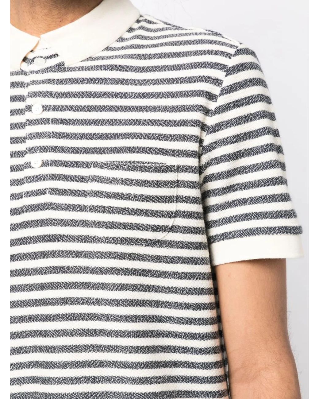 Private Stock Black Stripe-Print Cotton Polo Shirt for men