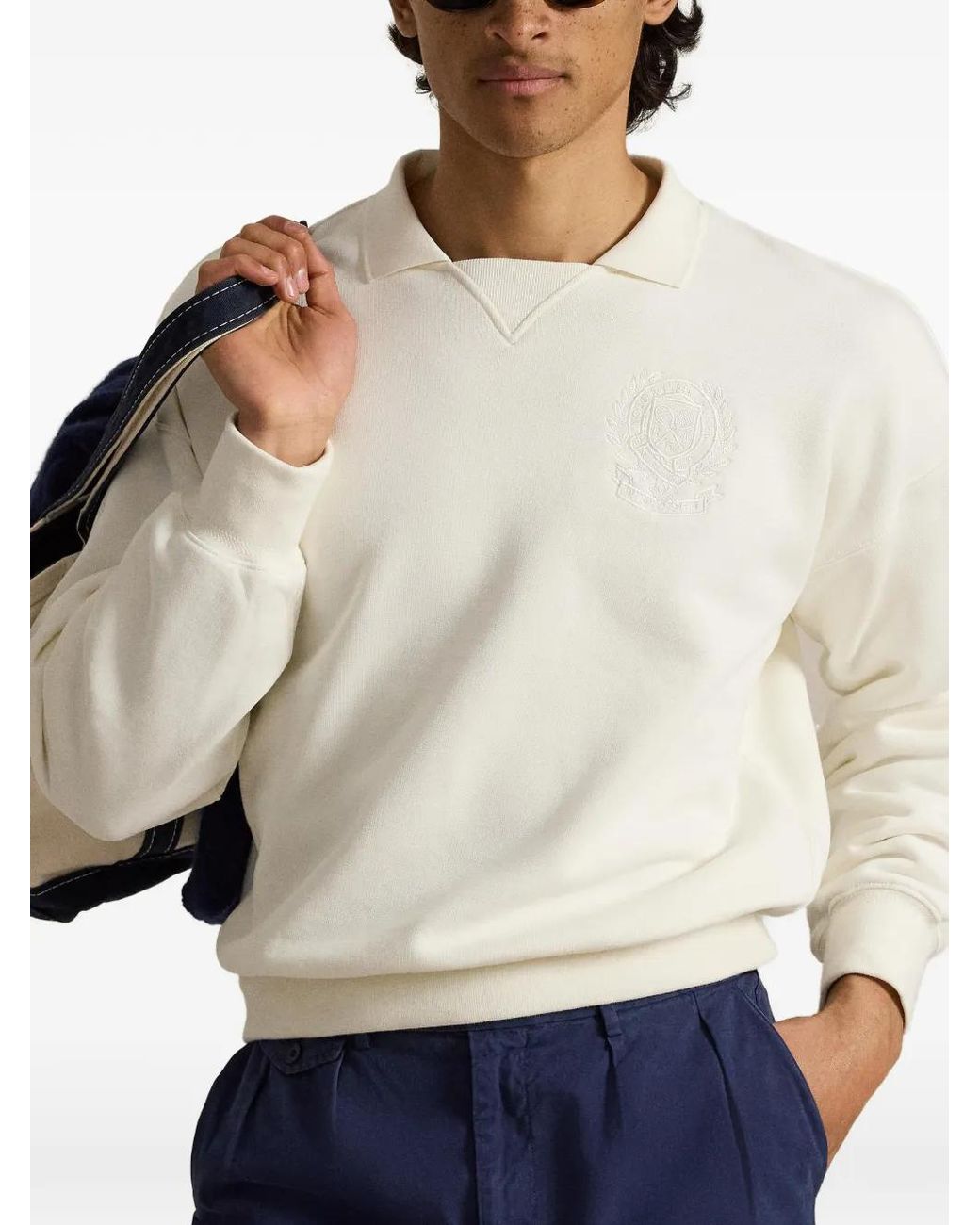 Polo Ralph Lauren White Knit Sweatshirt for men