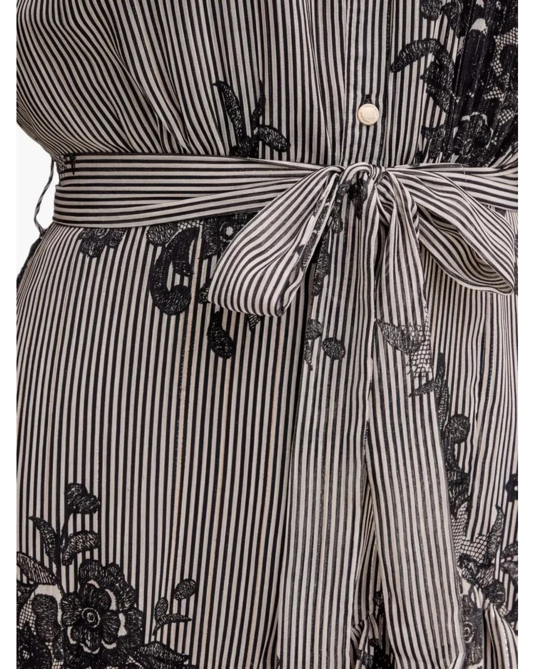 Morgan Gray Striped Floral Dress