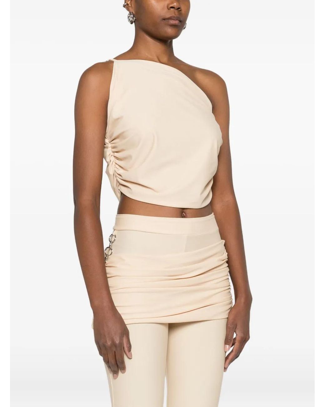 MEDEA Natural Ruched One-Shoulder Blouse