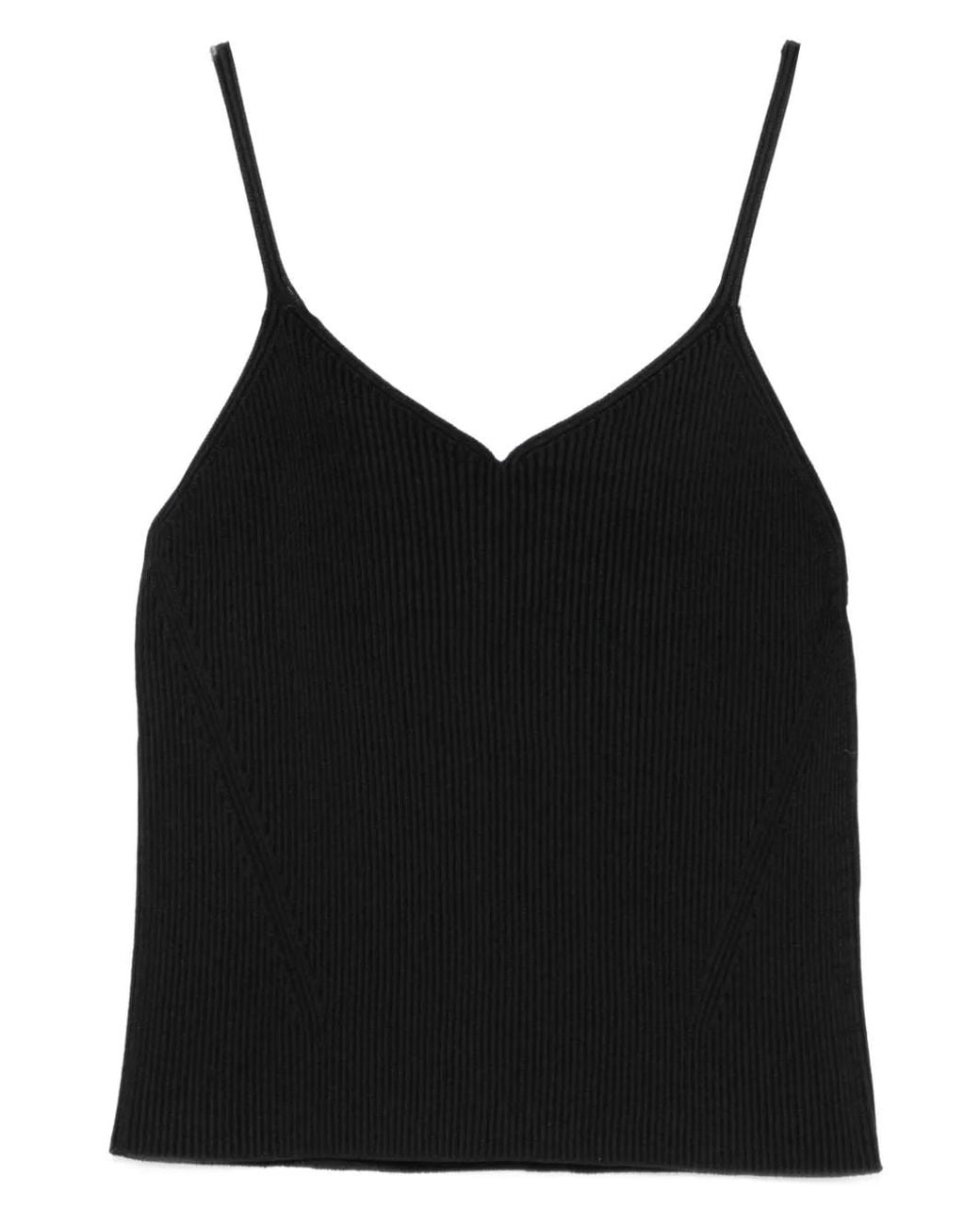 CFCL Black Ribbed V-Neck Top