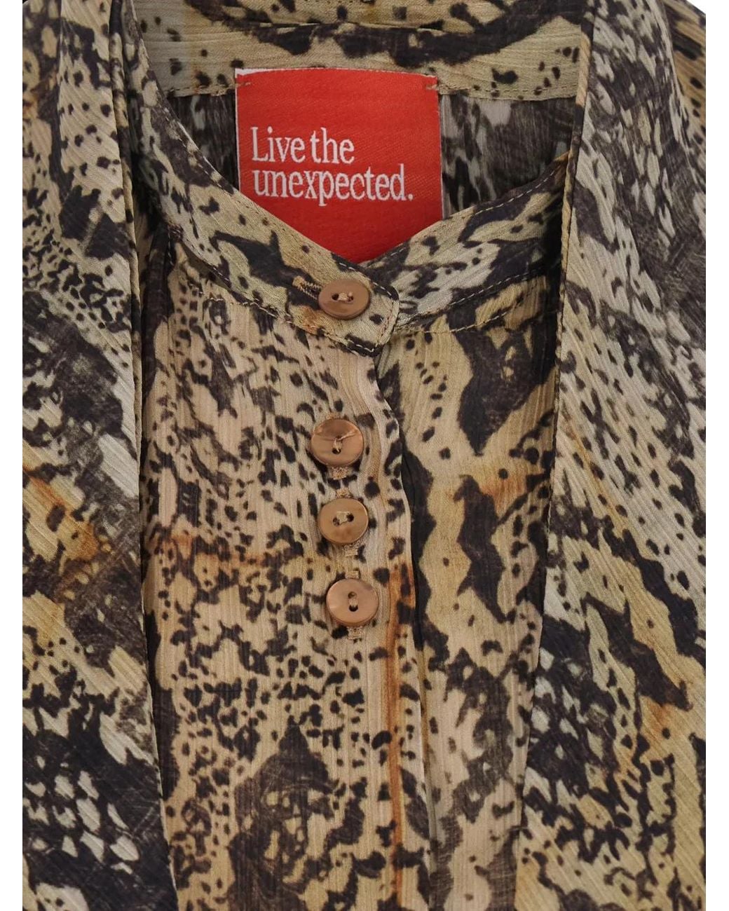 ..,merci Brown Snake-Print Pussy-Bow Blouse