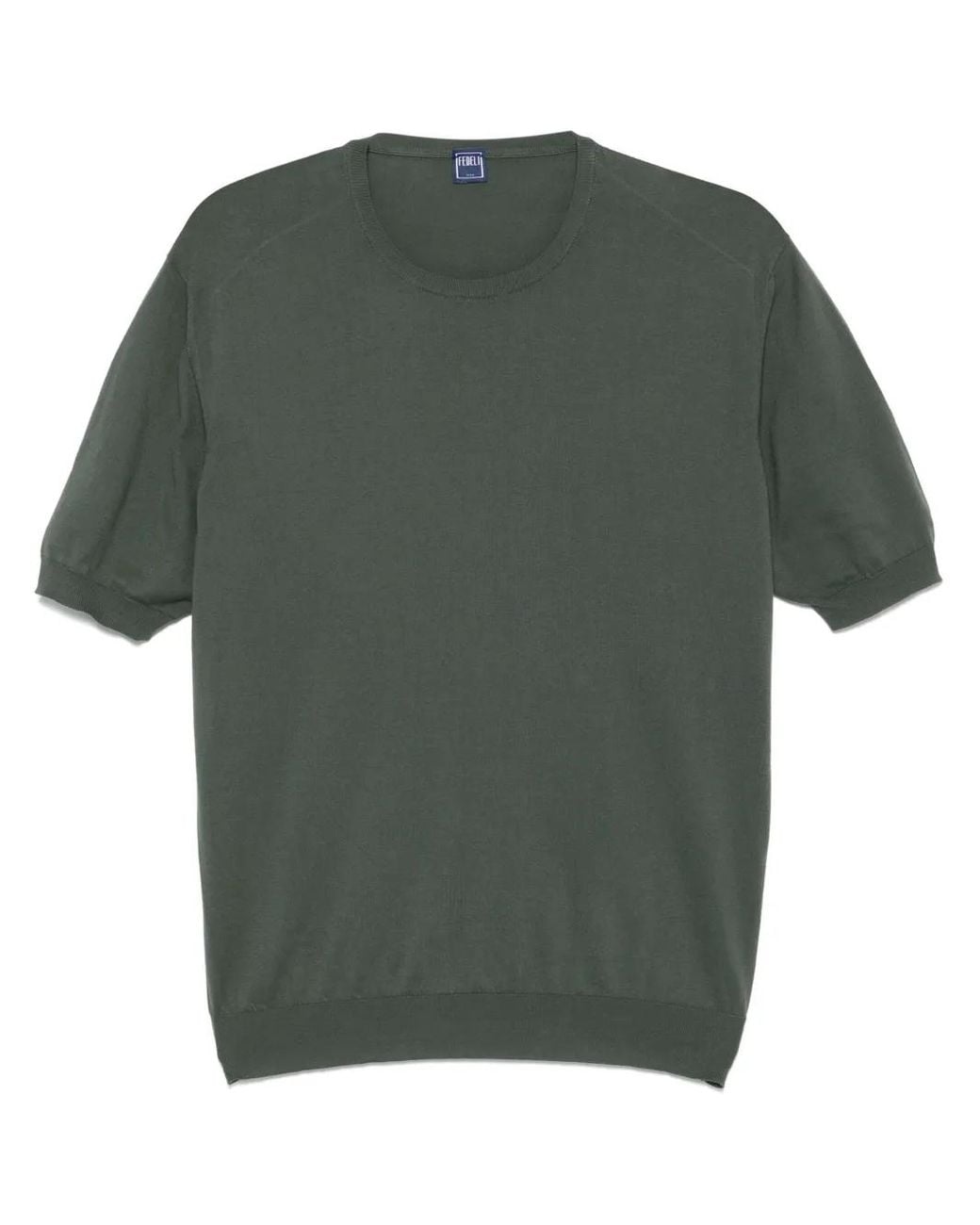 Fedeli Green Fine-Knit T-Shirt for men