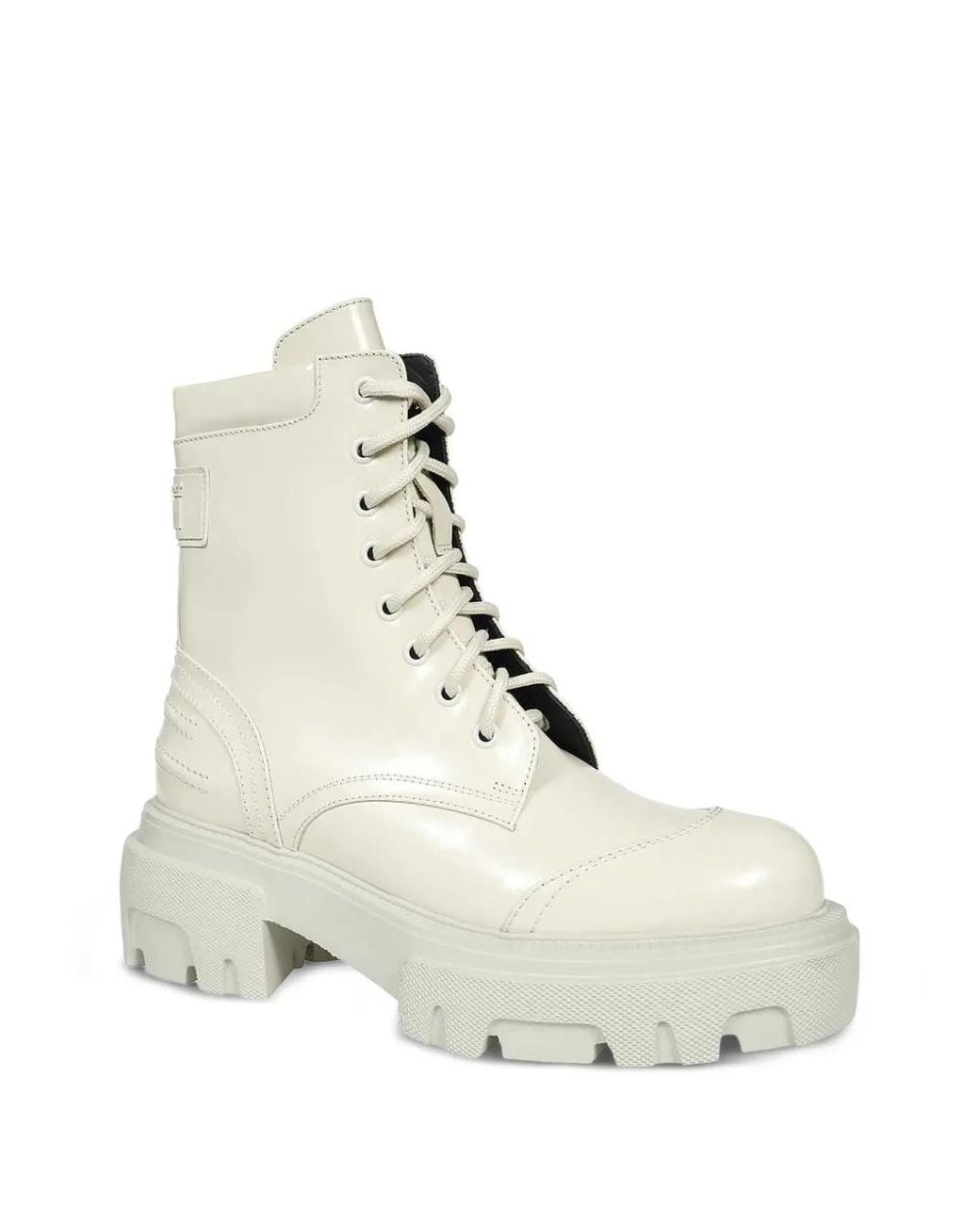 MSGM Natural Lace-Up Platform Boots