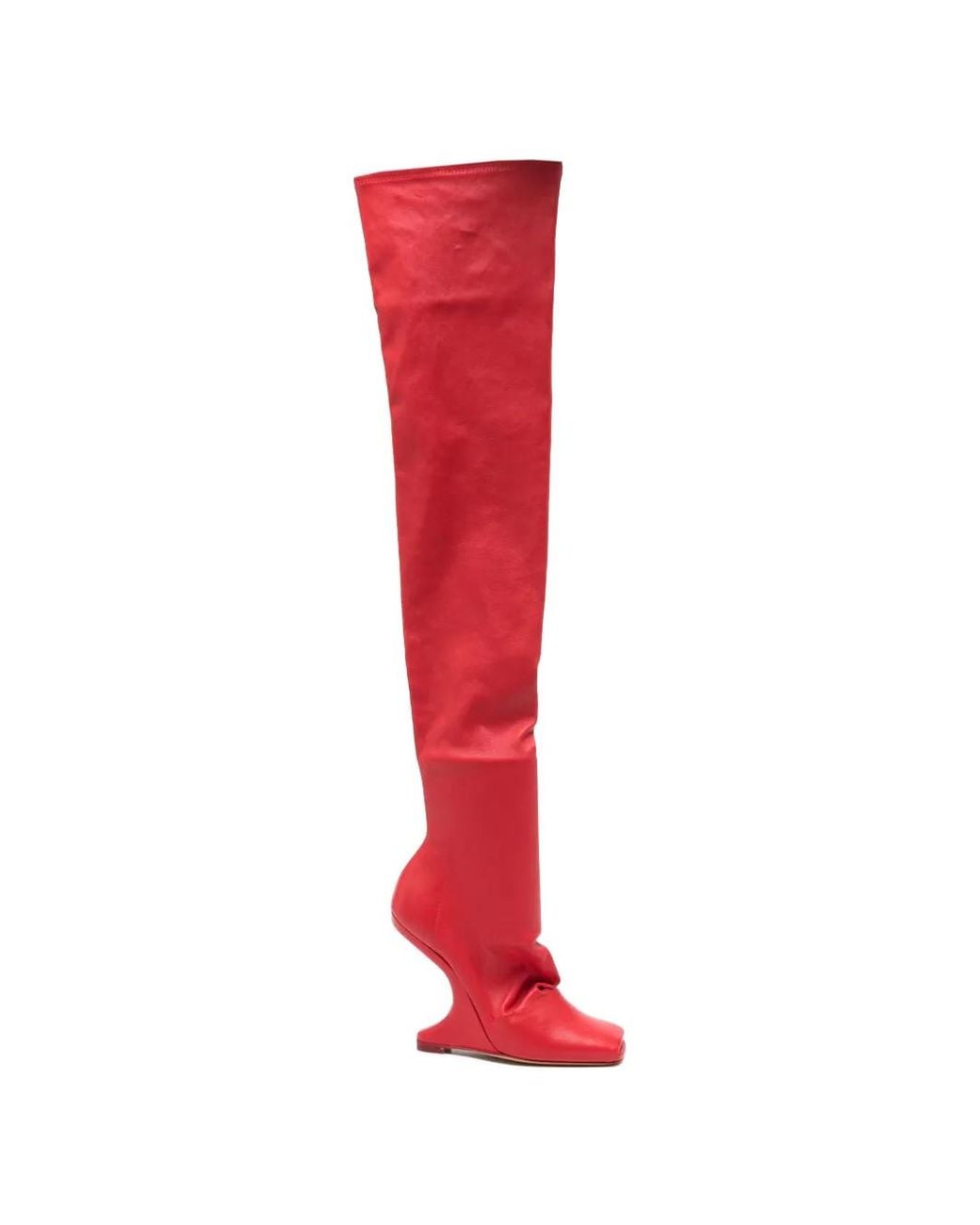 Rick Owens Red Over-The-Knee Boots