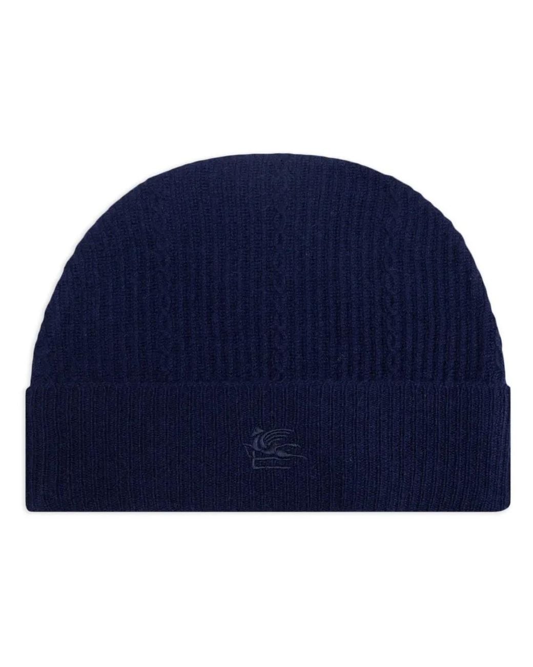 Etro Blue Logo-Embroidered Beanie