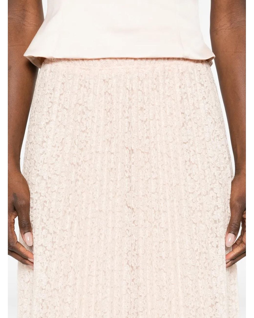 Ermanno Scervino Pink Embroidered Midi Pleated Skirt