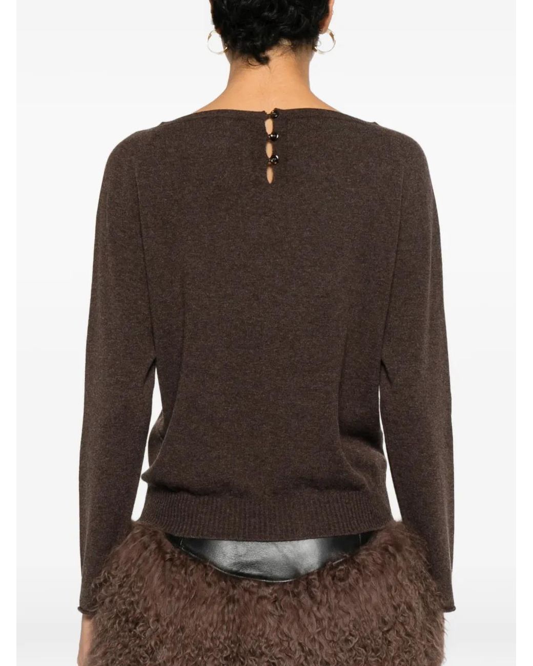 Gran Sasso Brown Boat-Neck Top
