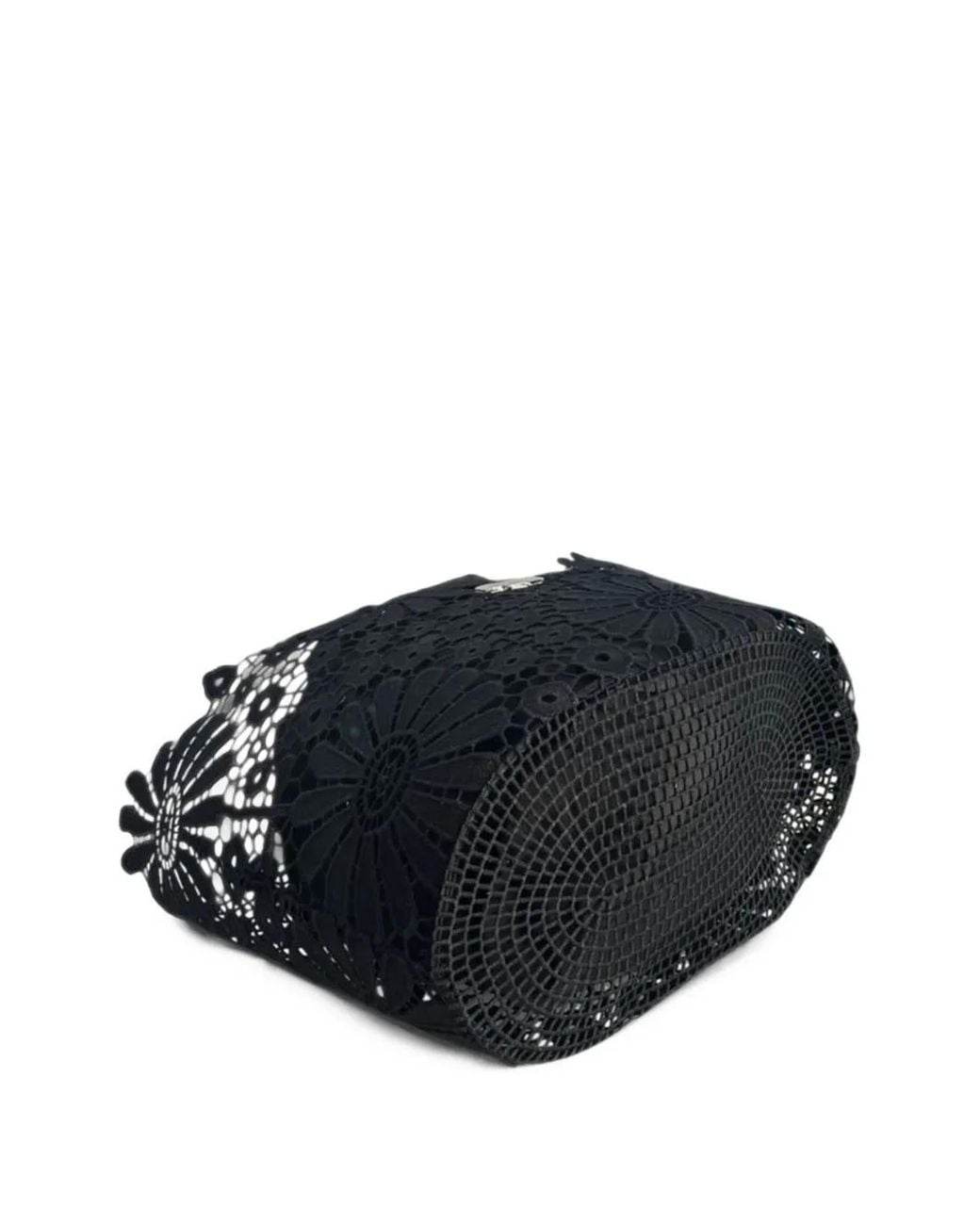 Baldinini Black Sac Cabas À Fleurs En Dentelle