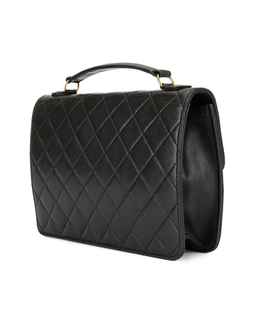 Chanel Pre-Owned Double Turn-lock 2way Bag in Black | Lyst