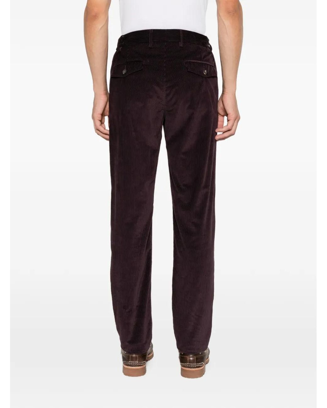 Eleventy Black Pleated Corduroy Trousers for men