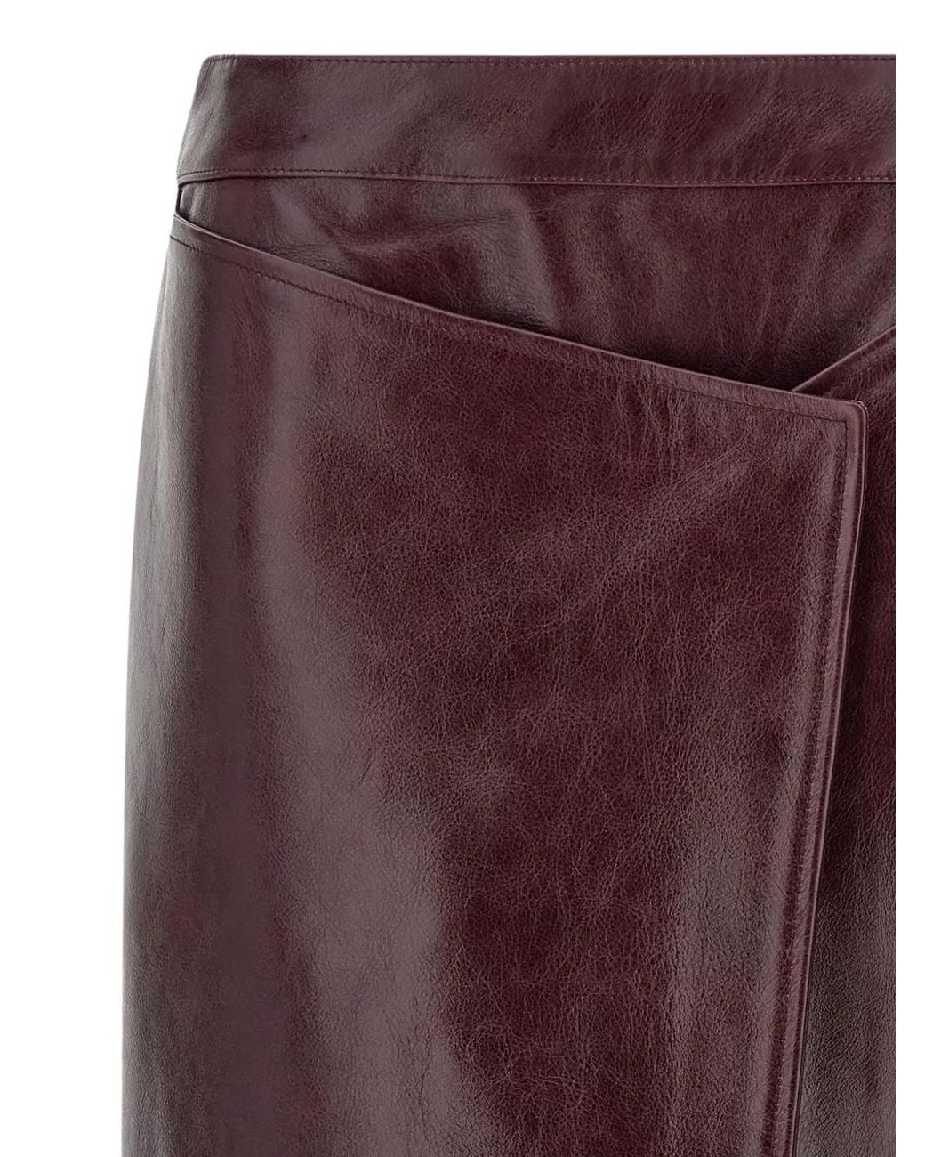 ARMARIUM Purple Ember Asymmetric Leather Midi Skirt