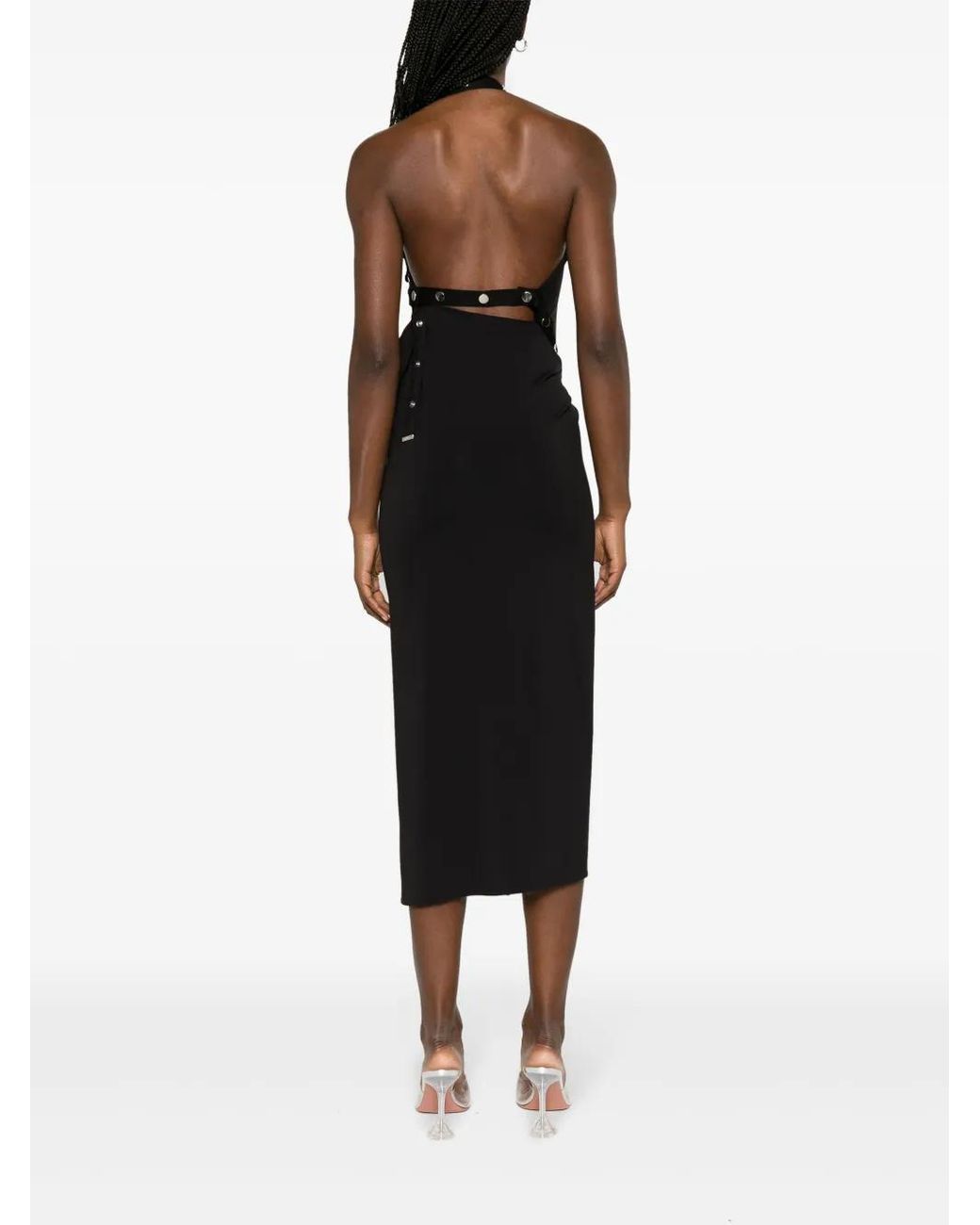 The Attico Black One-shoulder Asymmetric Midi Dress
