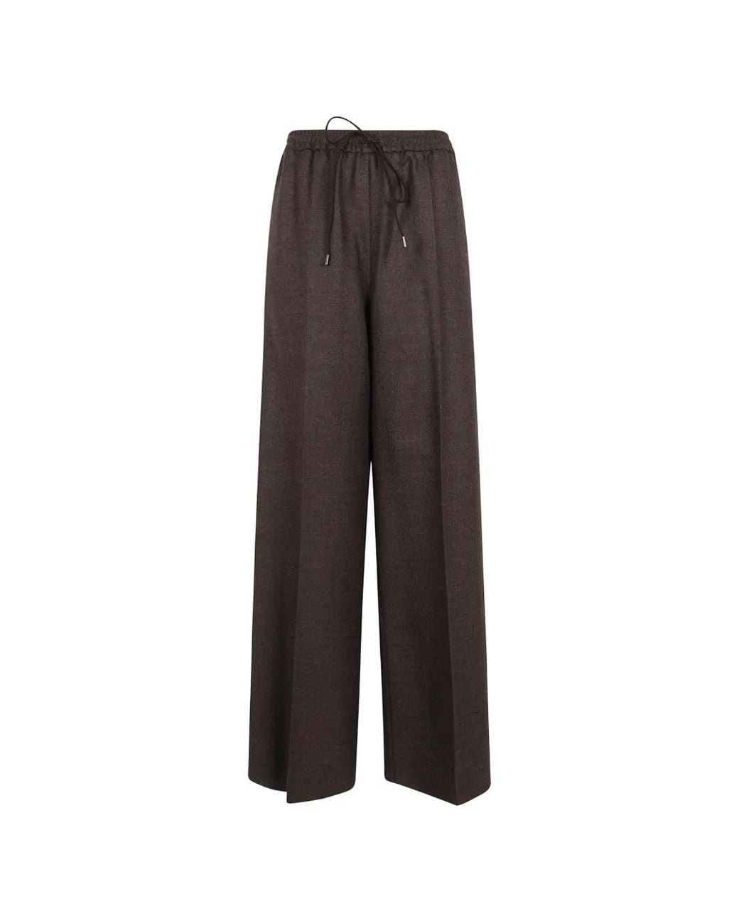 Max Mara Brown Drawstring Wide-Leg Palazzo Pants