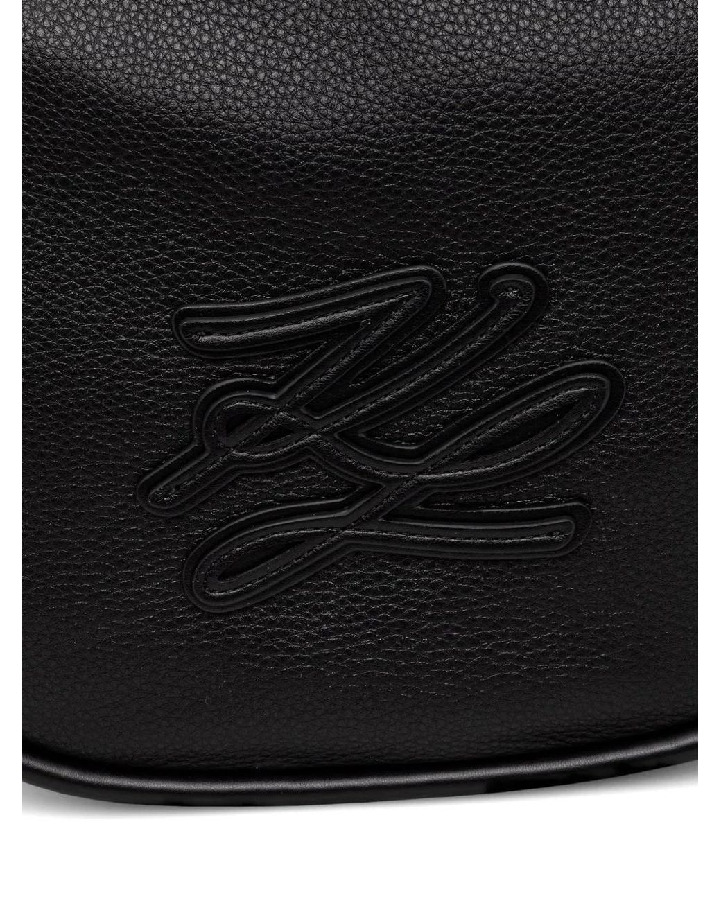 Karl Lagerfeld Black Logo-Patch Pebbled Shoulder Bag