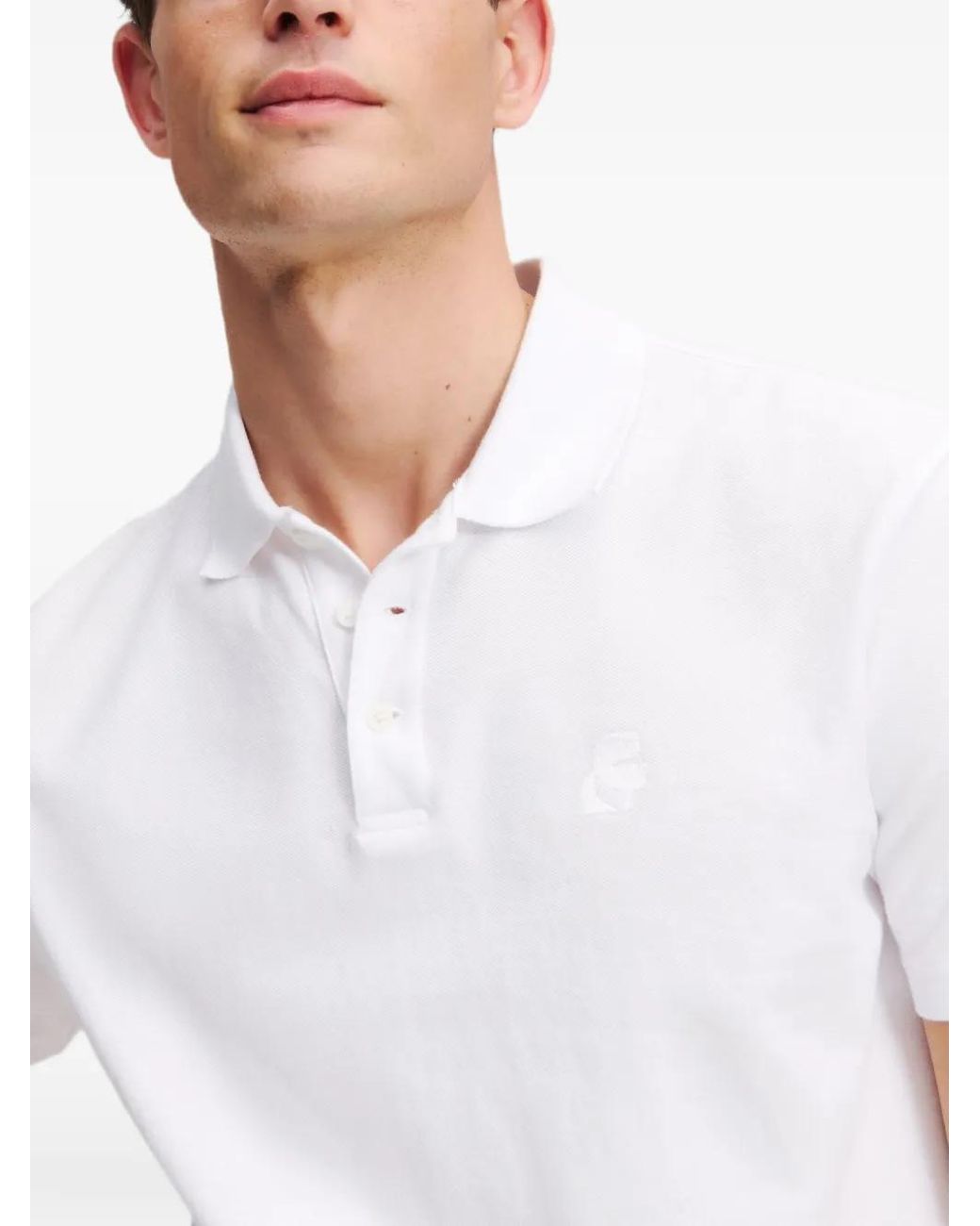 Karl Lagerfeld White Kameo Polo Shirt for men