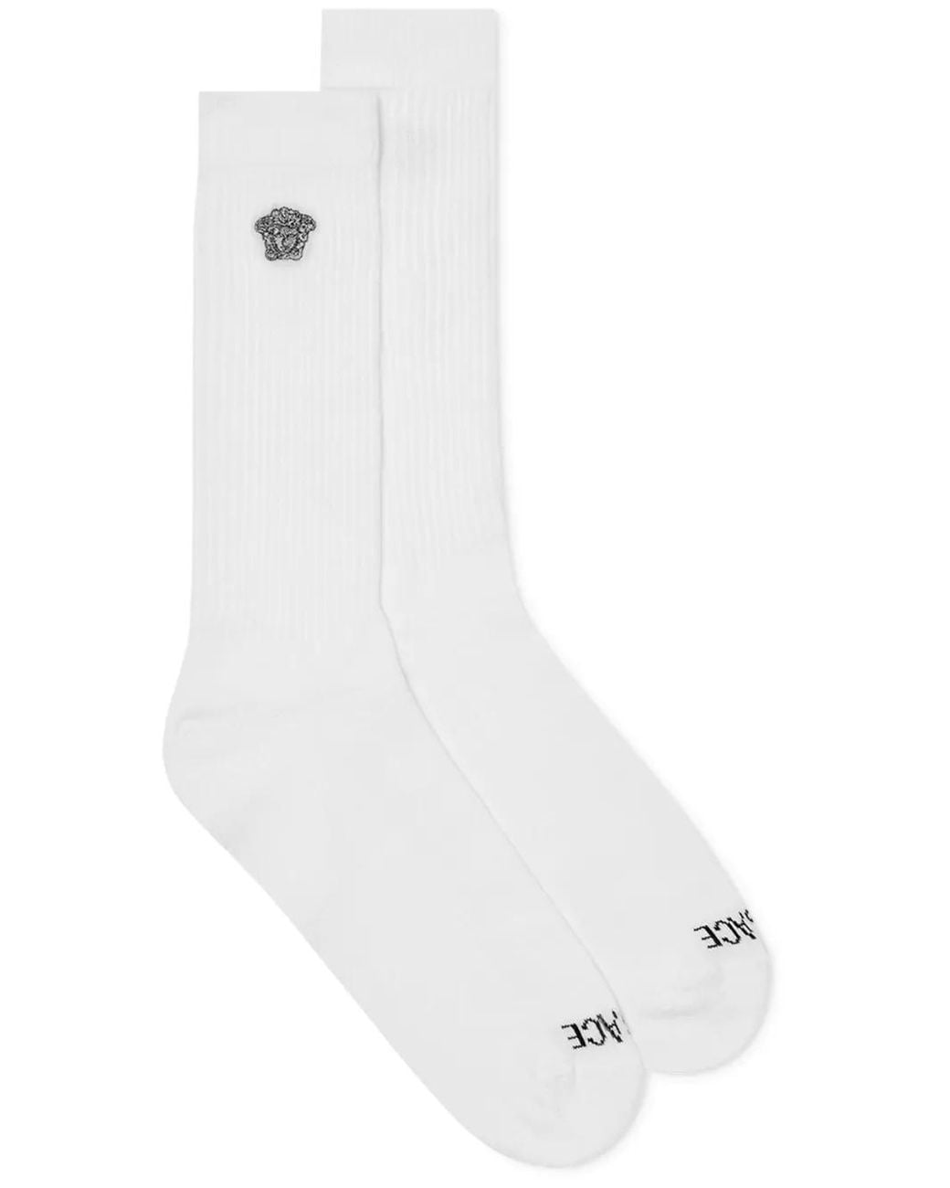 Versace White Medusa-Embroidered Ribbed Socks for men