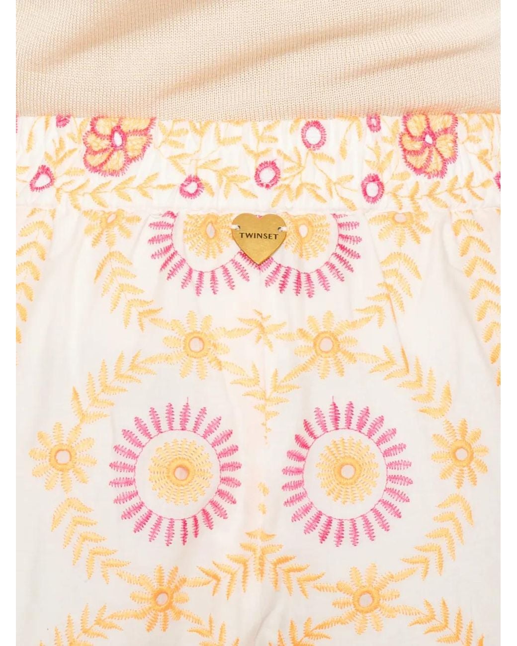 Twinset Natural Short À Fleurs Brodées