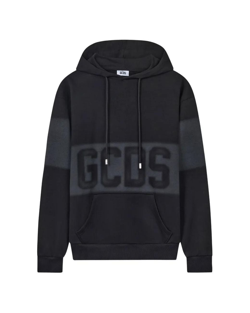 Gcds Black Logo-Print Spray-Effect Hoodie for men