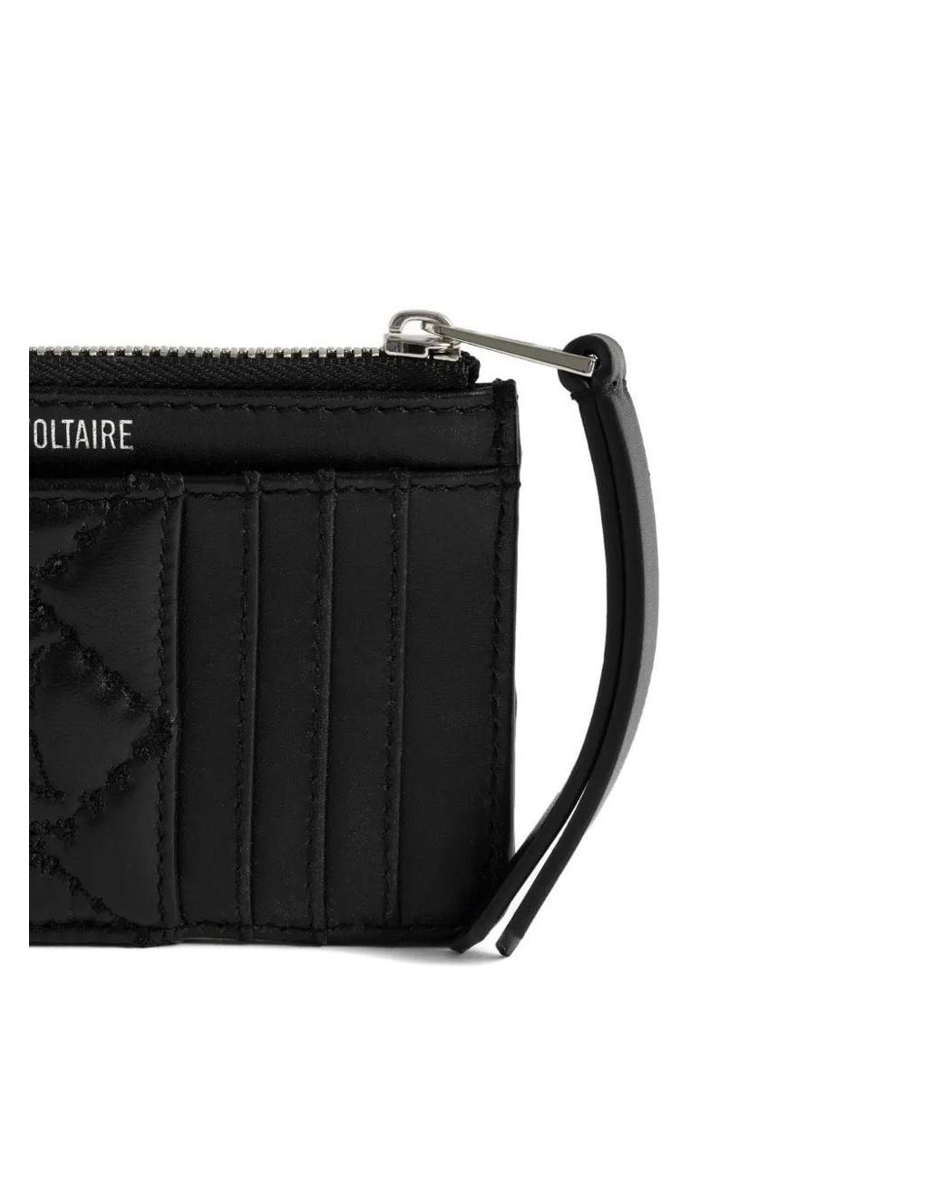 Zadig & Voltaire Black Quilted Logo-Plaque Cardholder