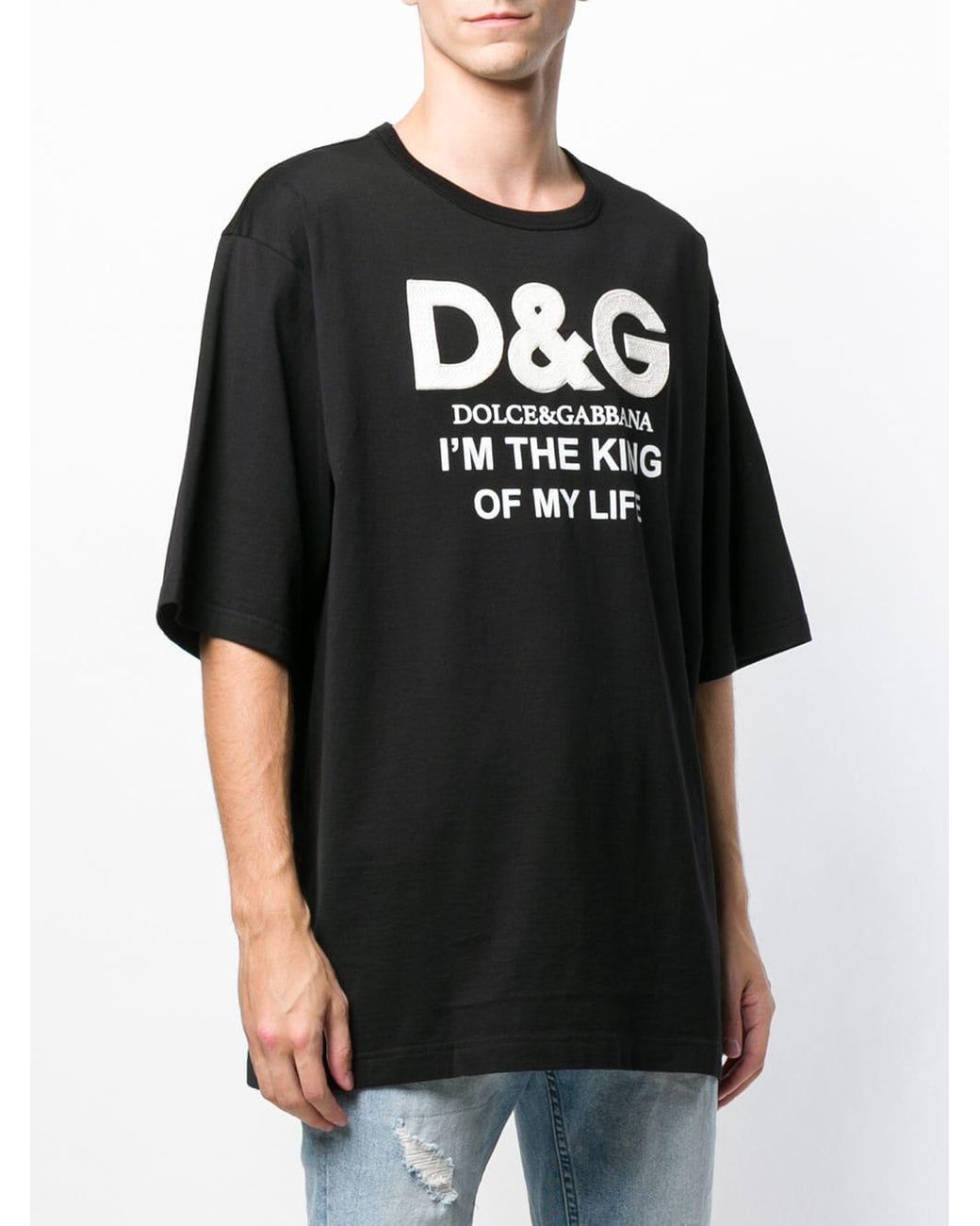 Dolce & Gabbana I'm The King Of My Life Logo Print T-shirt in Black for Men  | Lyst