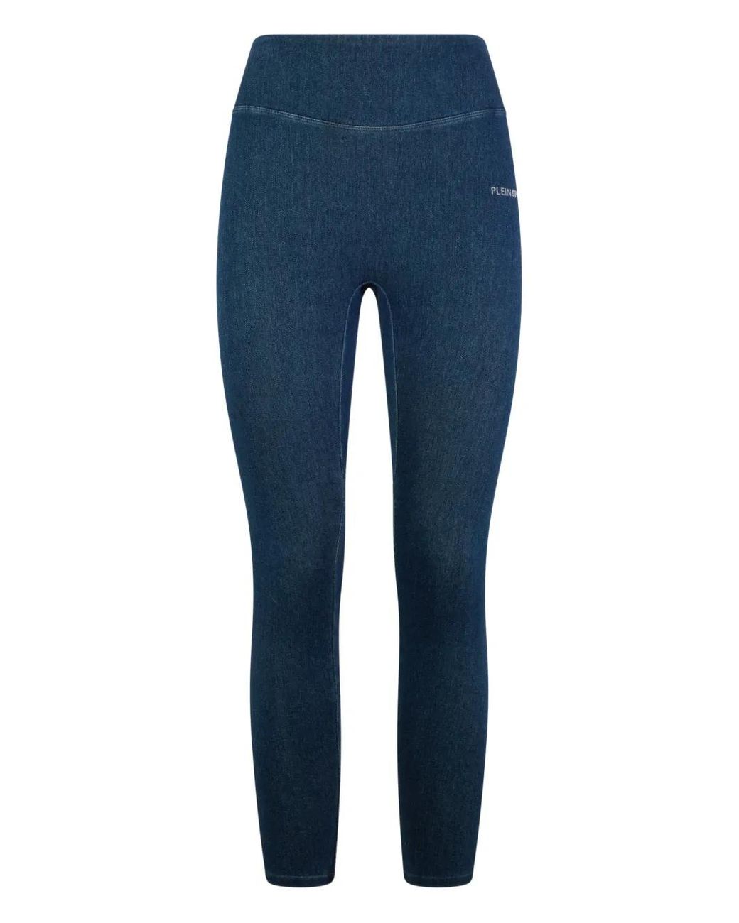 Philipp Plein Blue Logo-Print Leggings