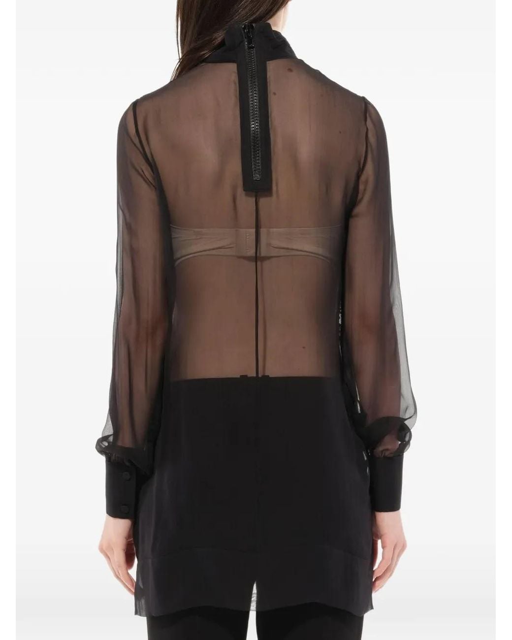 Givenchy Black Podium Lace-Panel Blouse