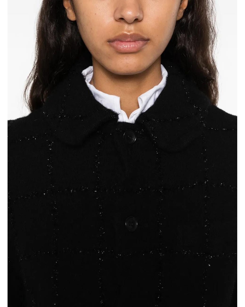 Comme des Garçons Black Check-Pattern Peter-Pan-Collar Jacket