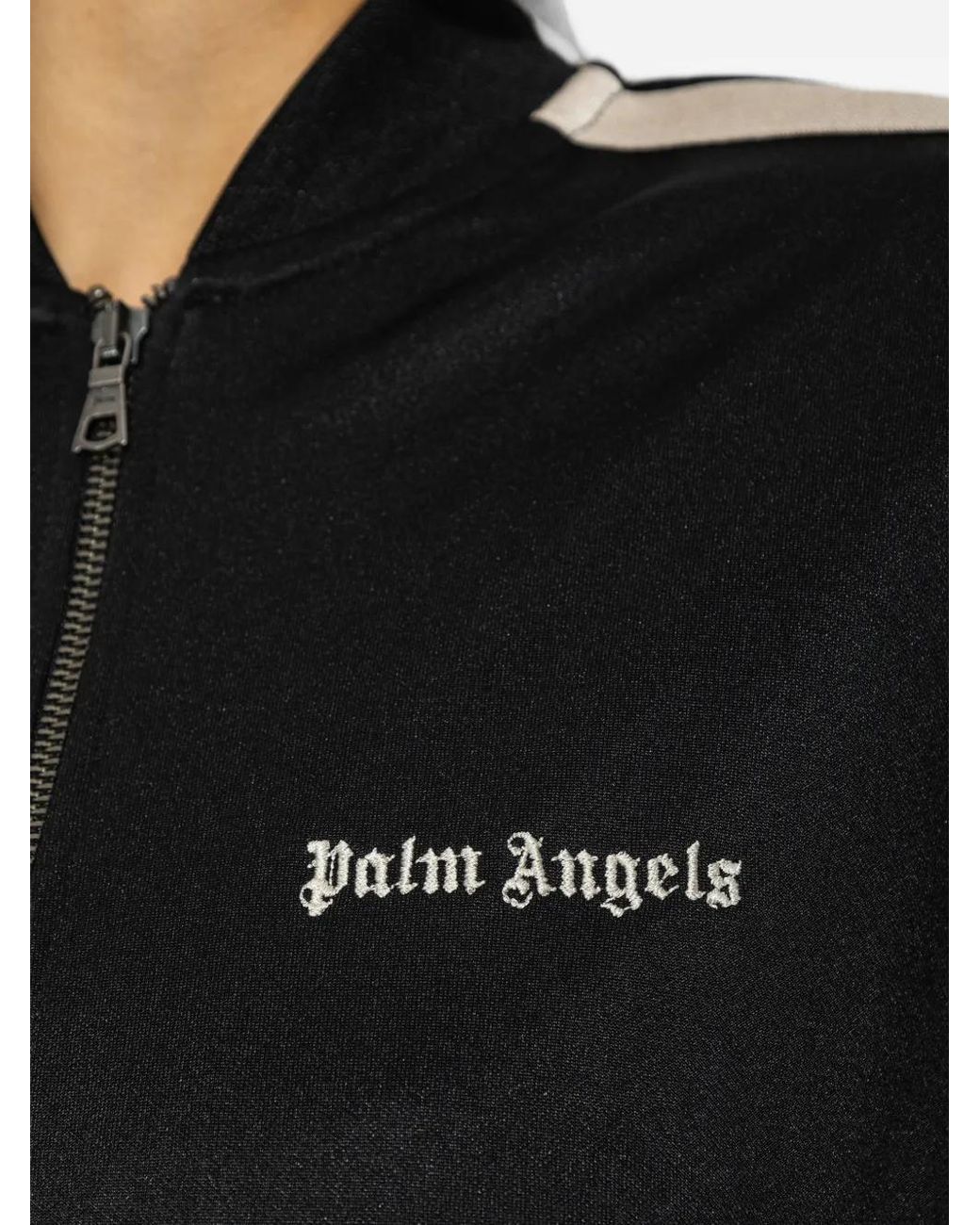 Palm Angels Black Embroidered Logo Side-Stripe Sweatshirt