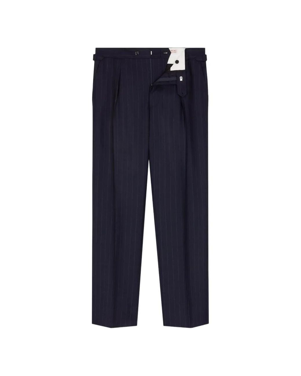 Fursac Blue Pinstripe-Pattern Pleated Trousers for men