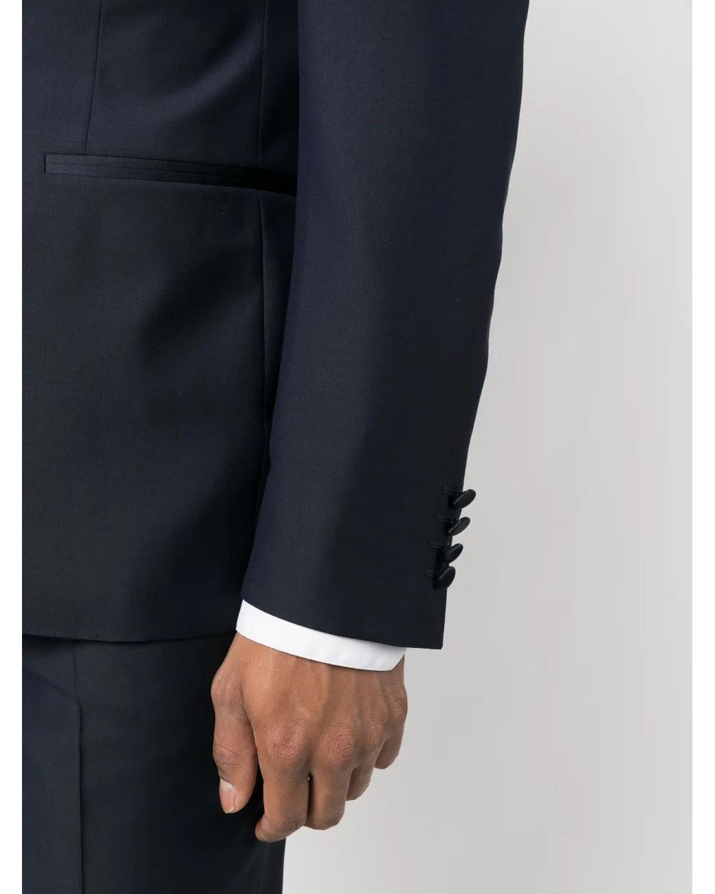 Canali Blue Single-Breasted Wool Dinner Suit for men