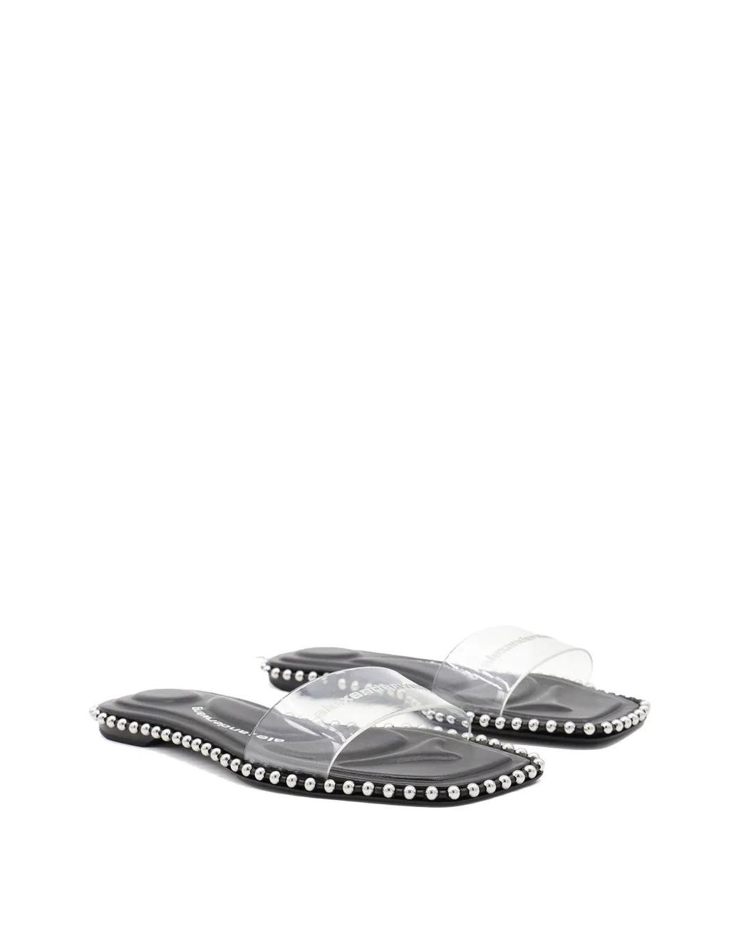 Alexander Wang White Beaded Clear-Strap Flats
