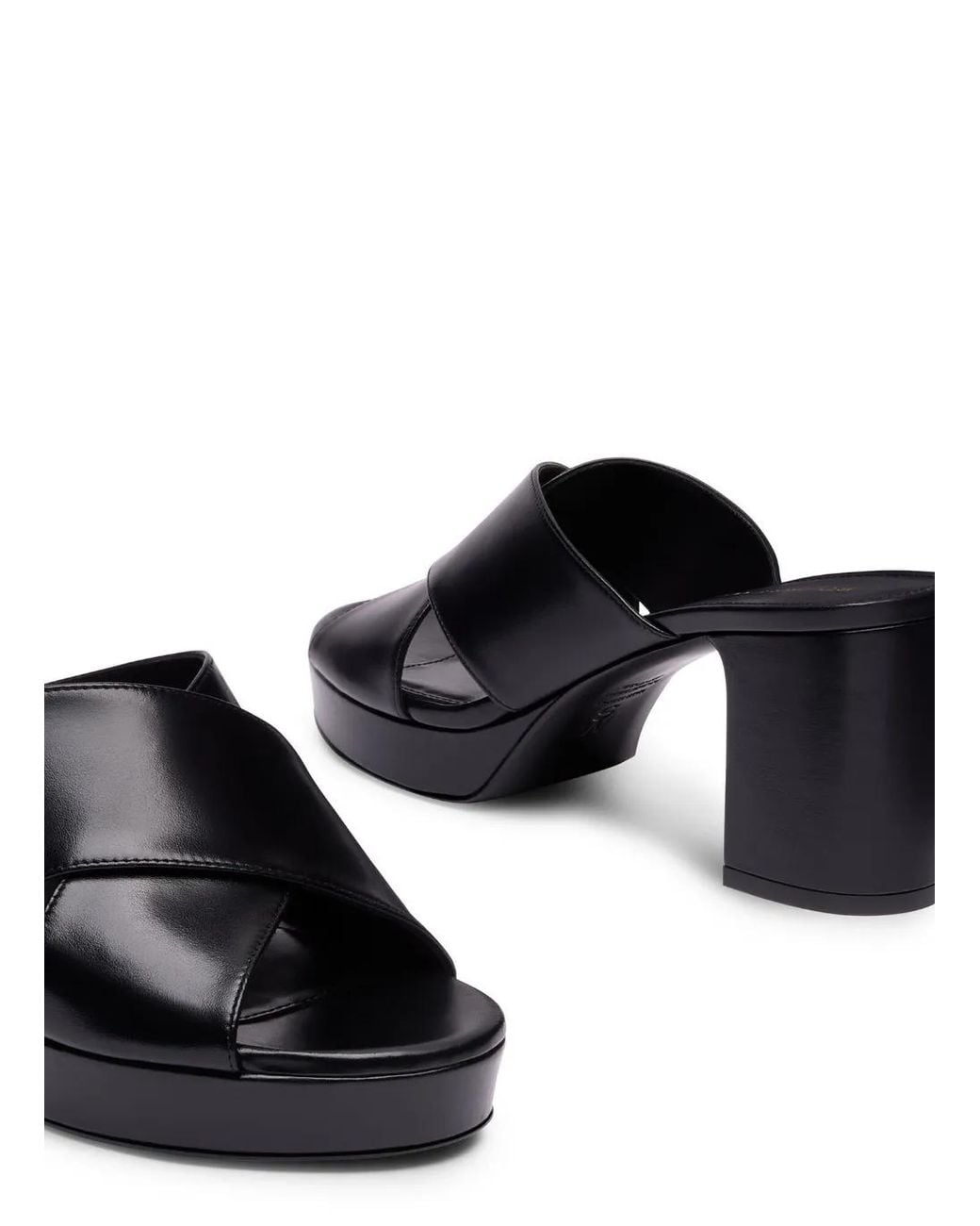 Stuart Weitzman Black Dayna Crossover-Straps Platform Sandals