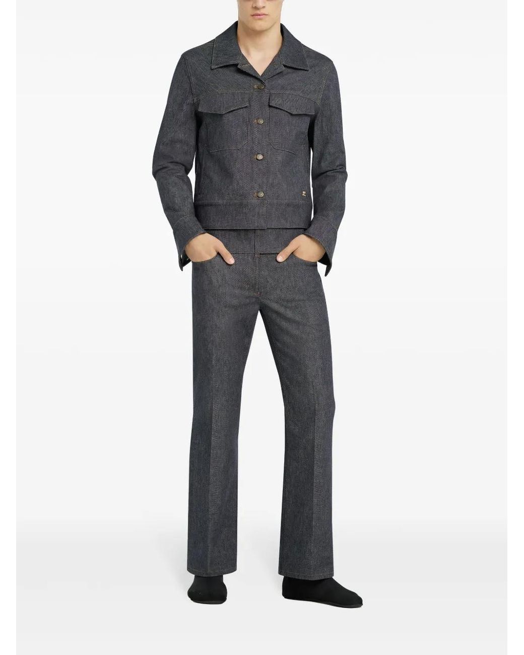 Courreges Black Utility Trucker Jacket for men