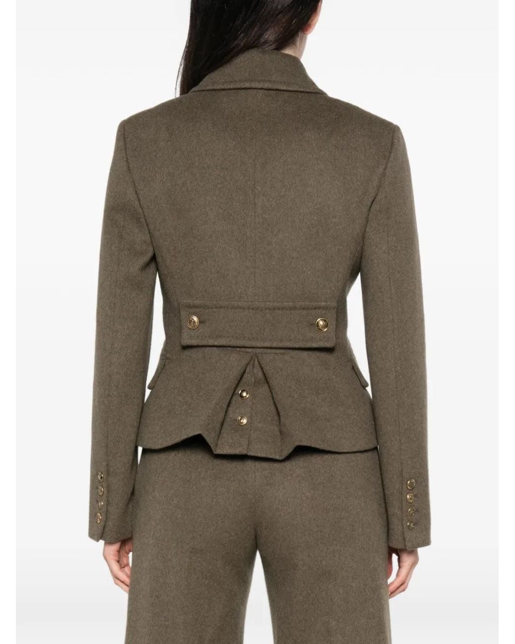 Ermanno Scervino Brown Double-Breasted Peplum Jacket