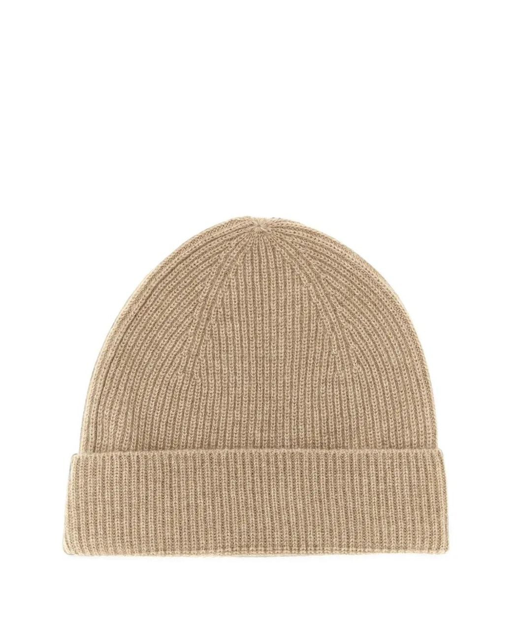 Ballantyne Natural Ribbed Cashmere Beanie Hat for men