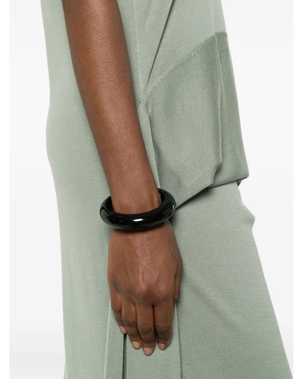Jil Sander Green Robe Drapée À Col V