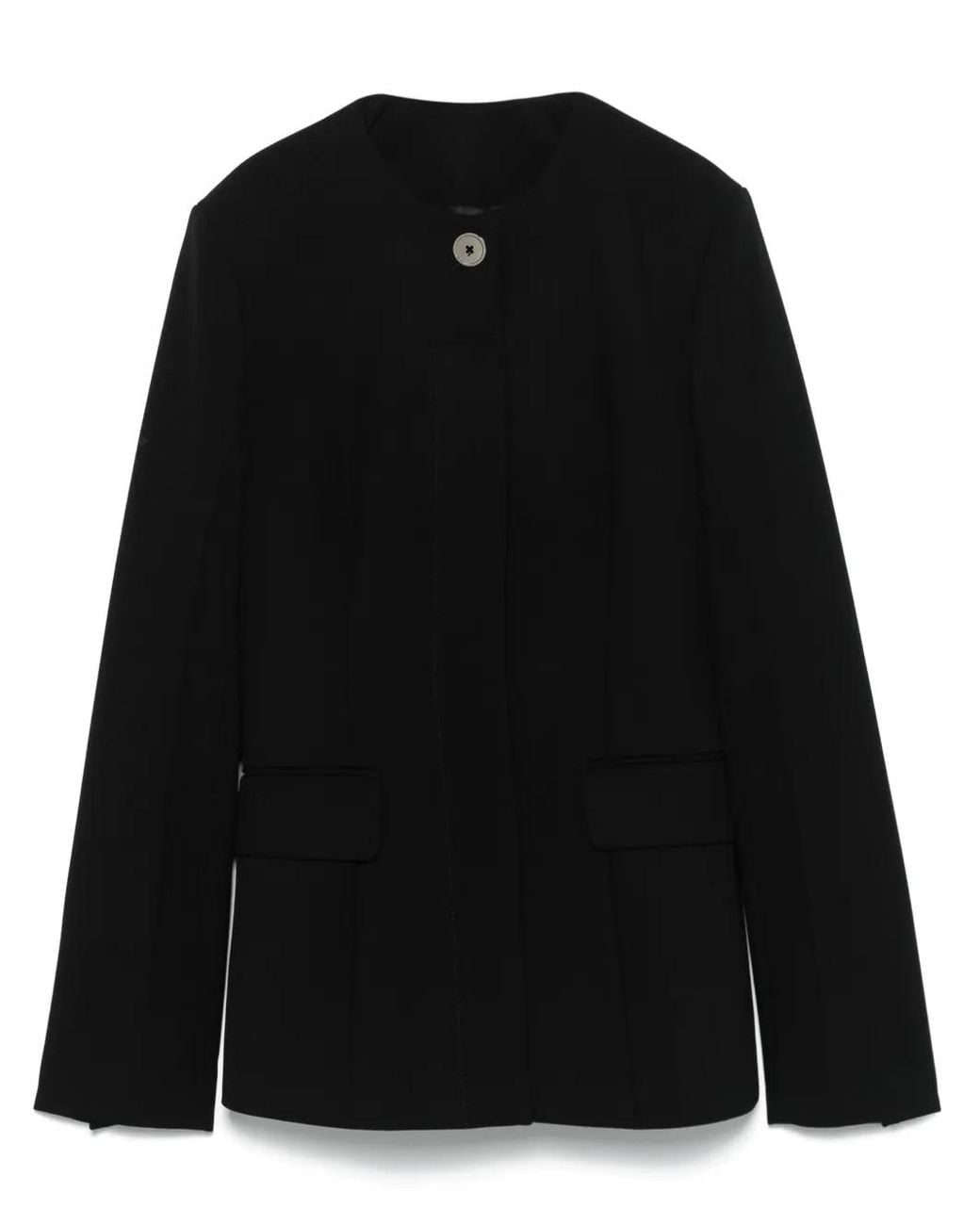 Totême Black Collarless Cinched Jacket