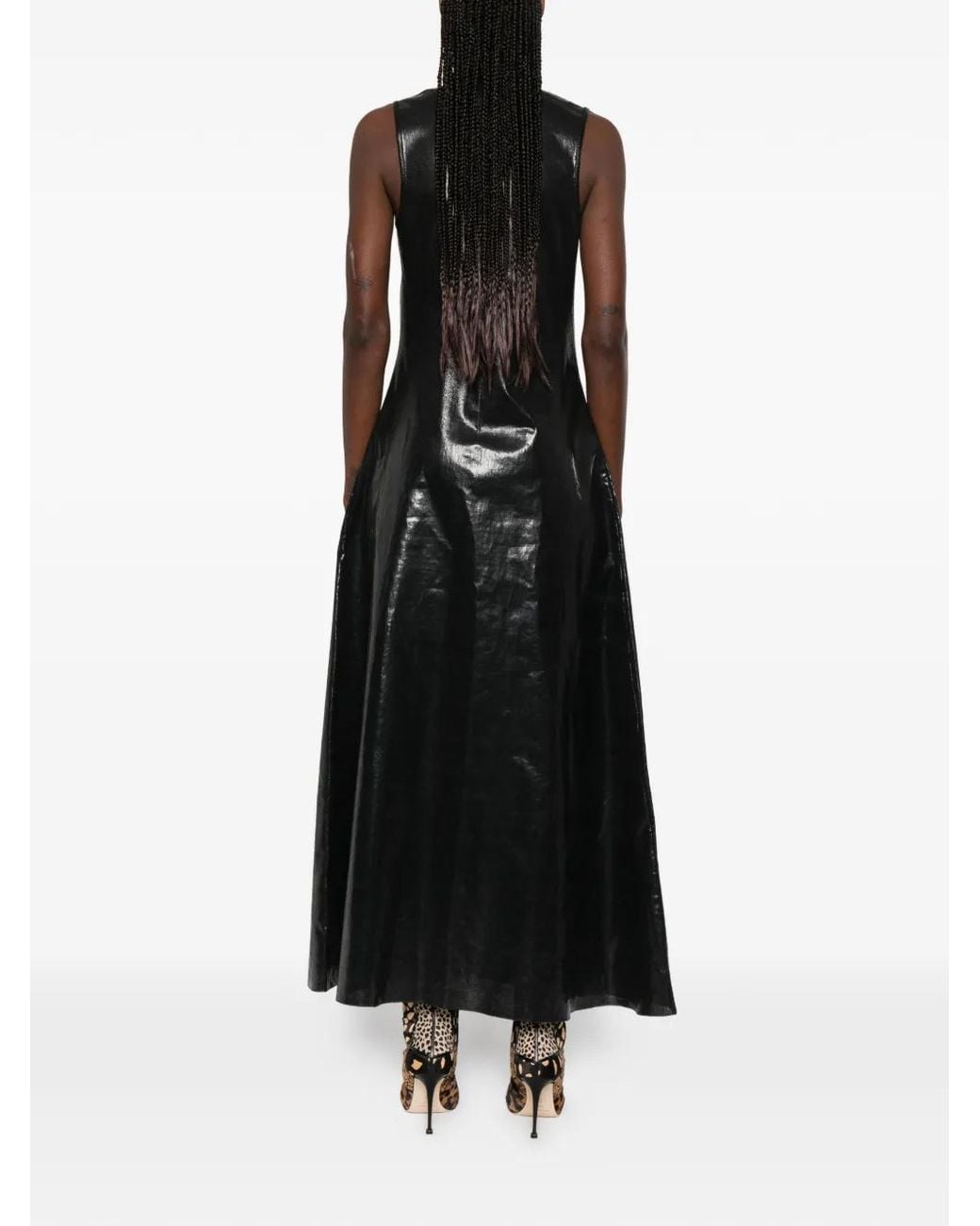 Alexander Wang Black Robe Longue Sans Manches À Col Roulé