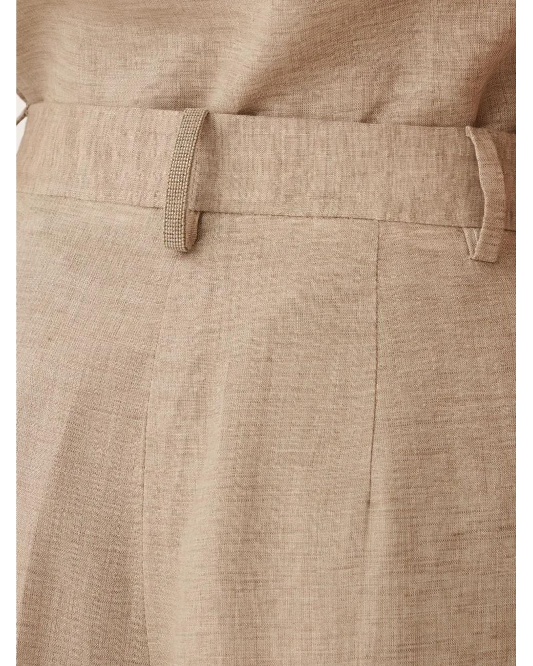 Fabiana Filippi Natural Beaded-Trim Pleated Trousers