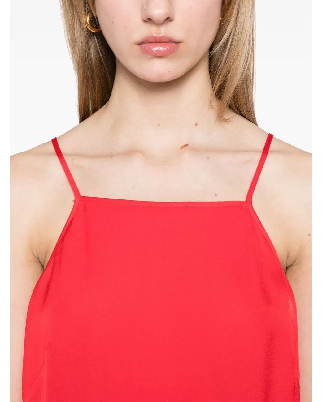 Twinset Red Square-Neck Tank Top