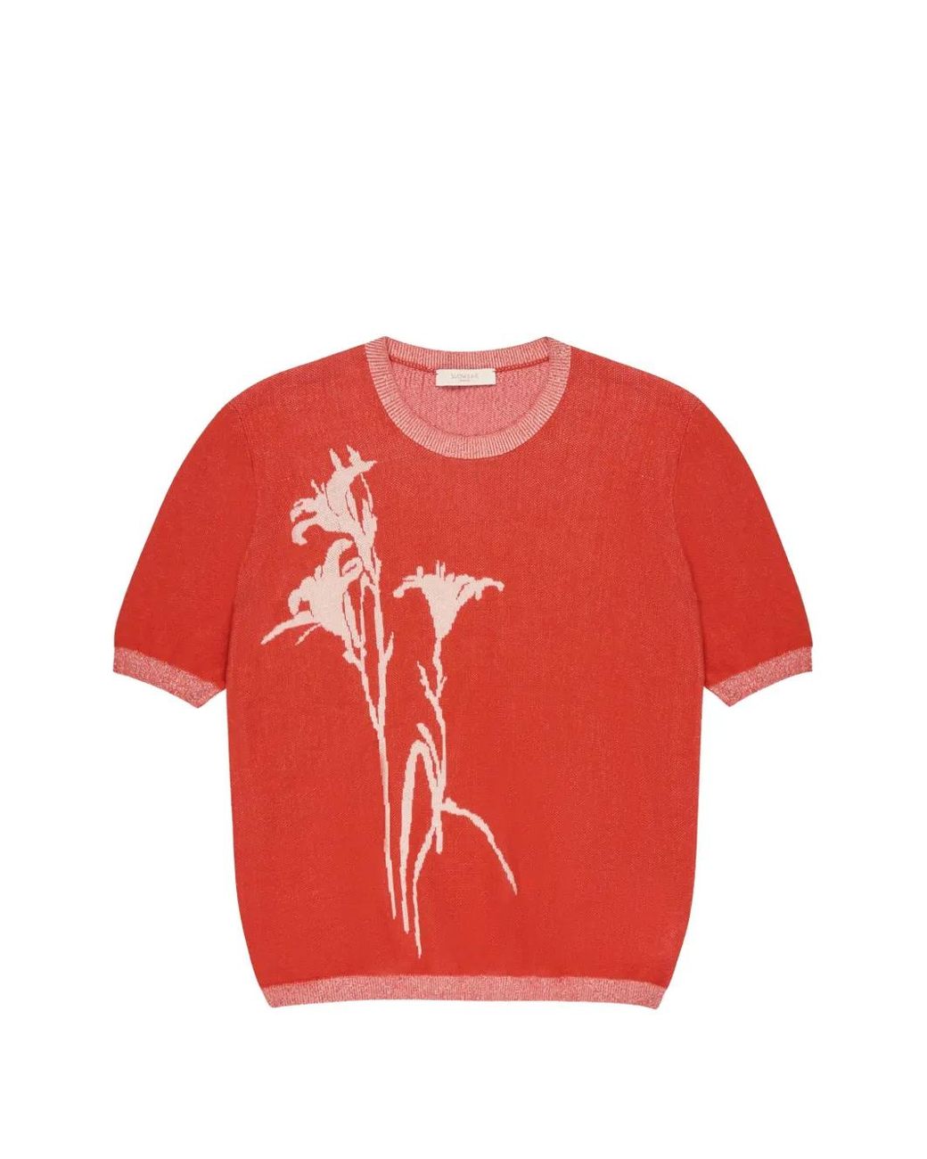 Zanone Red Jacquard Lily T-Shirt