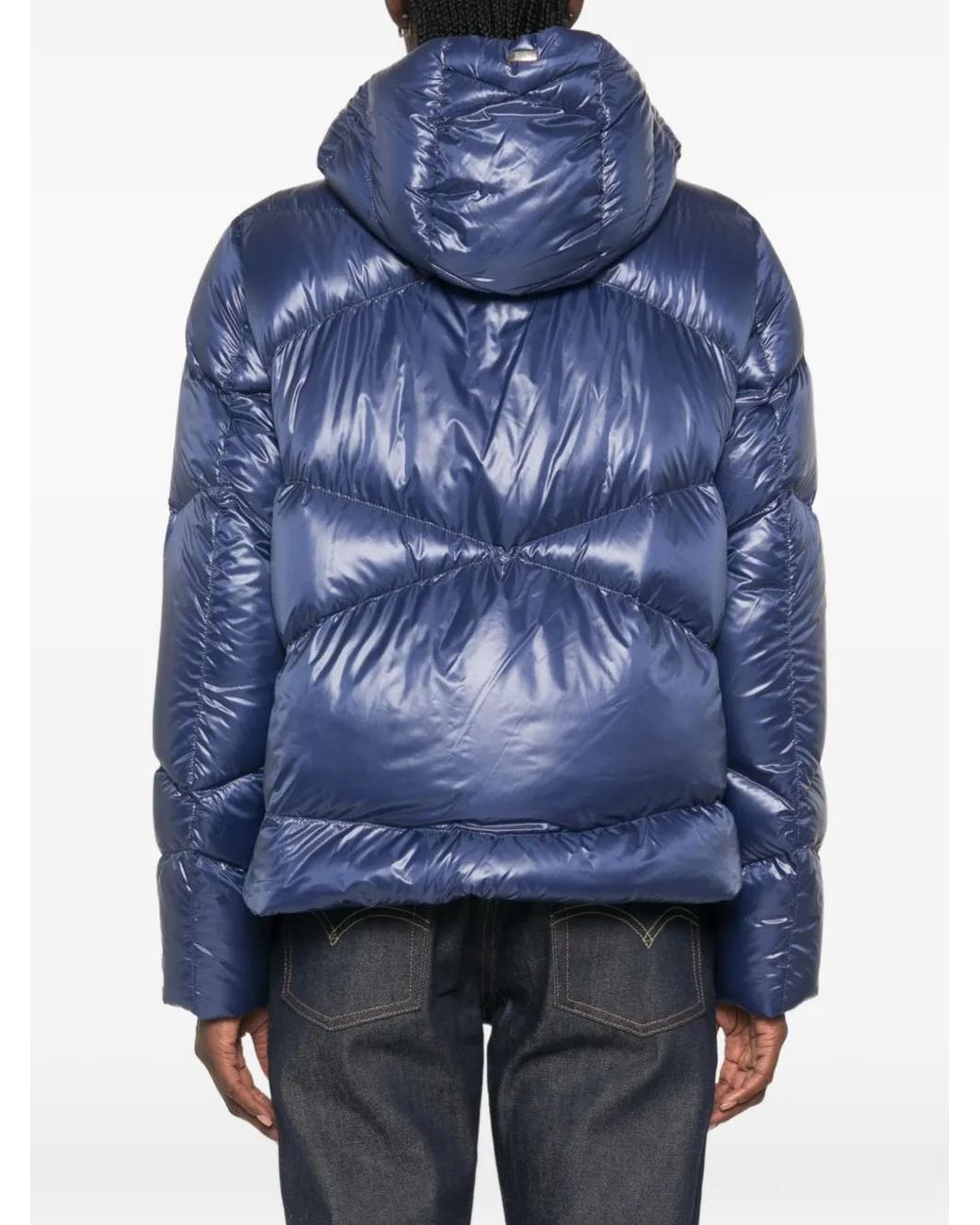 Herno Blue Quilted Hooded Jacket