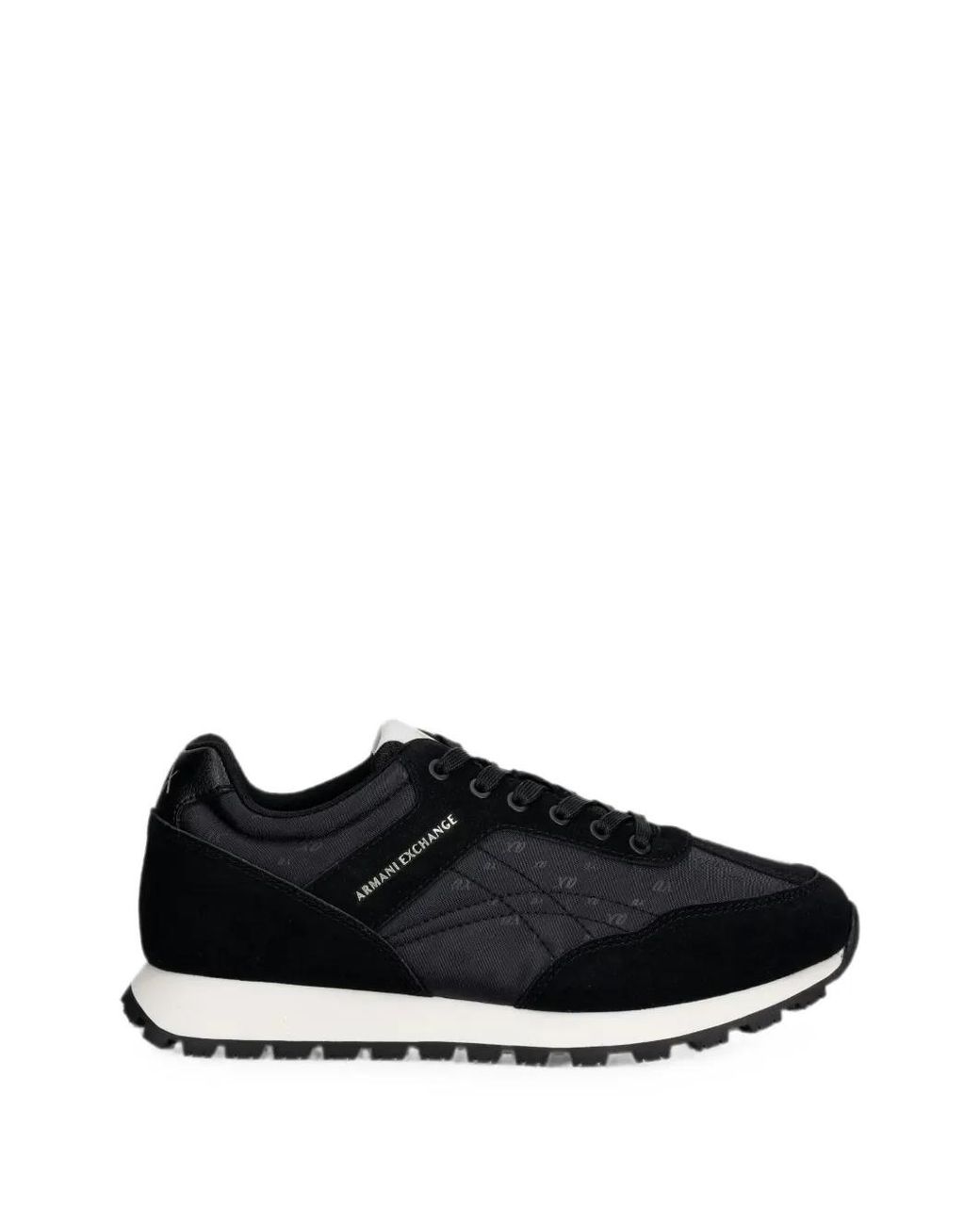 ARMANI EXCHANGE Black Monogram-Print Lace-Up Sneakers