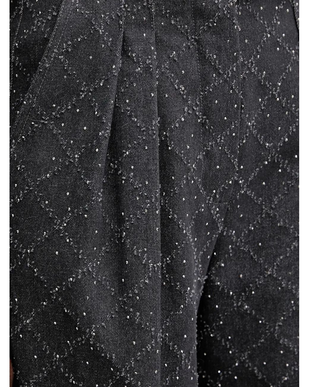 SIMONA CORSELLINI Black Pleated Patterned Trousers