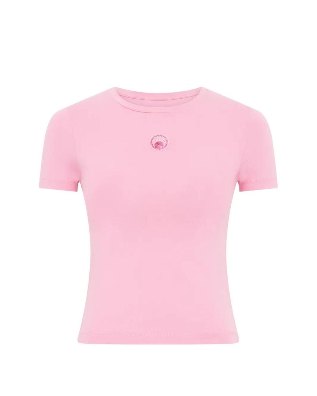 MARINE SERRE Pink Pearl Logo Baby Fit T-Shirt