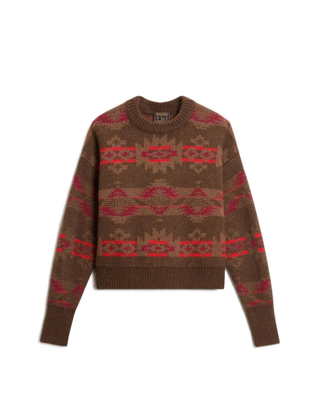 Woolrich Brown Fair Isle Crew-Neck Sweater
